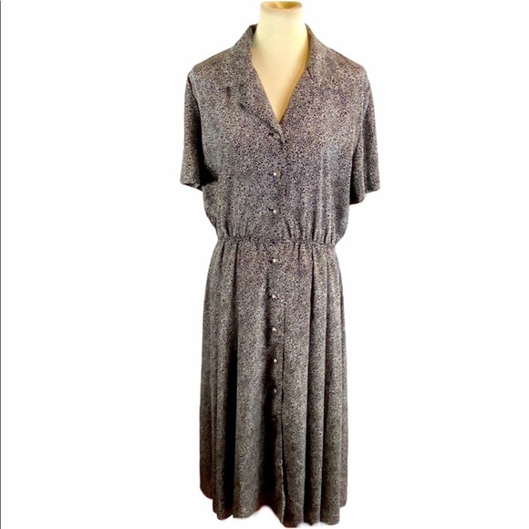 Leslie Fay Vintage Button down collared dress size 14 - Picture 1 of 5